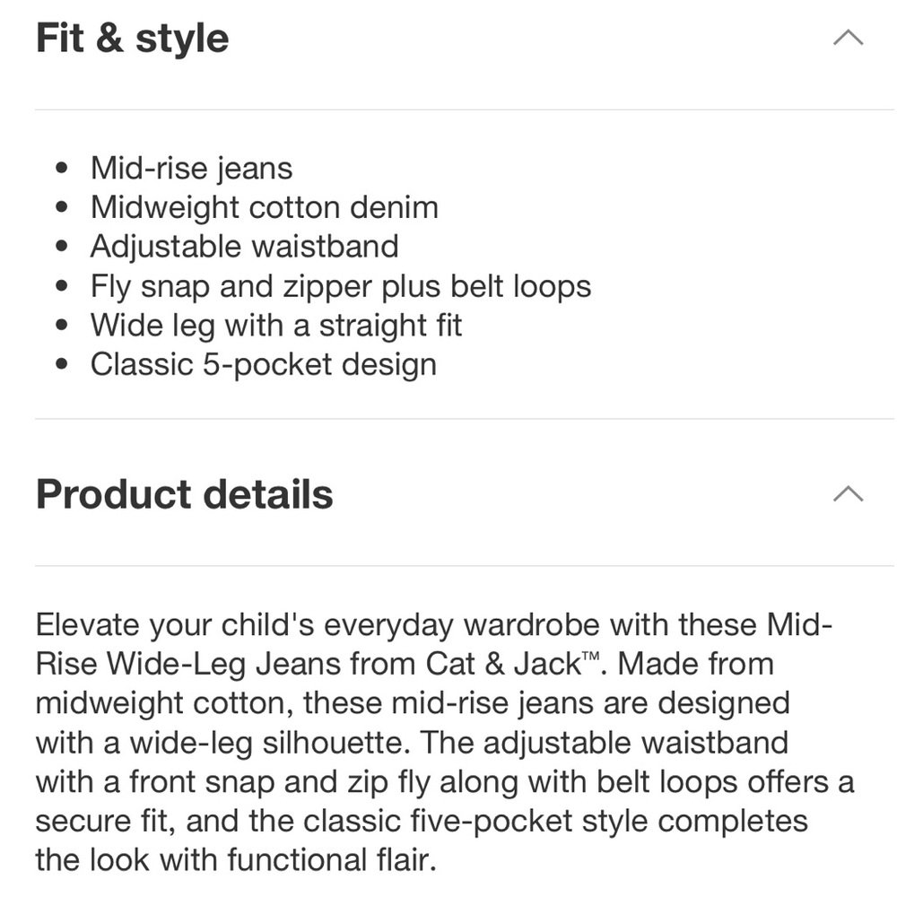 Cat and Jack wide-leg jeans - Picture 5 of 6